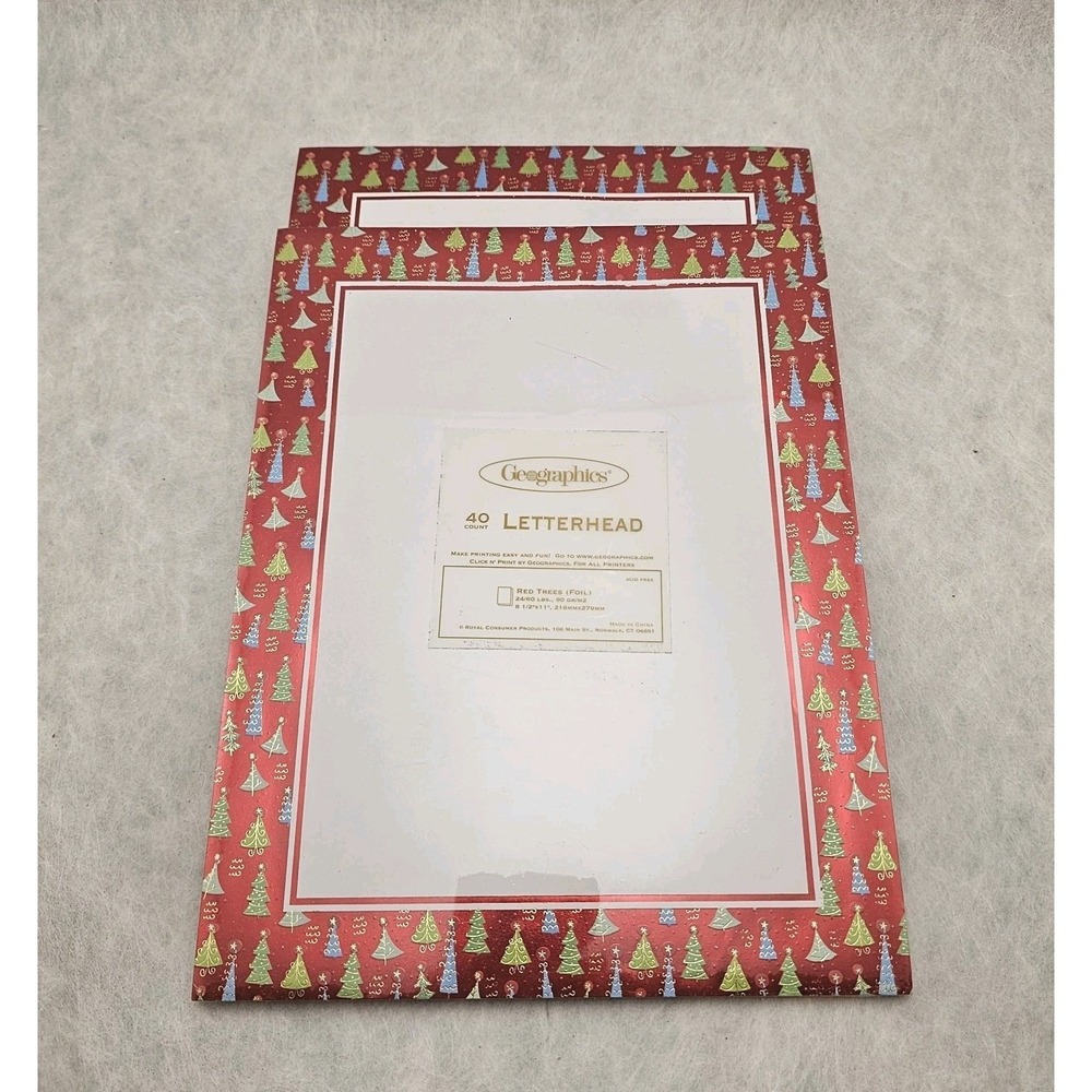 2 NWT Geographics "Christmas Icons" Foil Printer Paper Letterhead 40‎ Pages